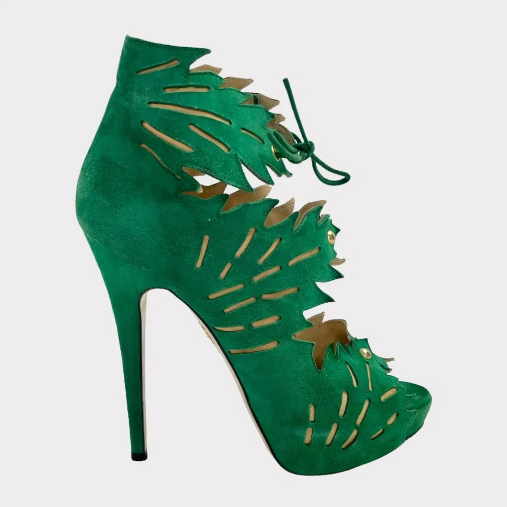 Charlotte Olympia Eve Green Tropical‎ Leaf Heels